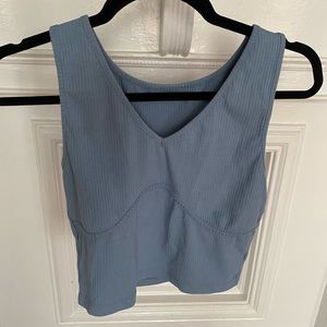 Blue tank with corset detail